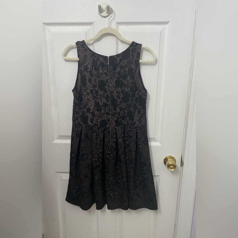 Black Pink flower A-line dress